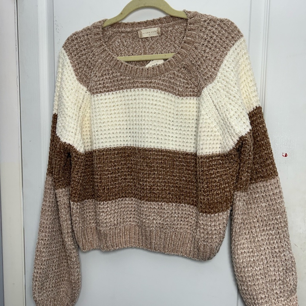 Altar'd State Cozy Knit Sweater - Cream, Brown, Tan 🤍🤎